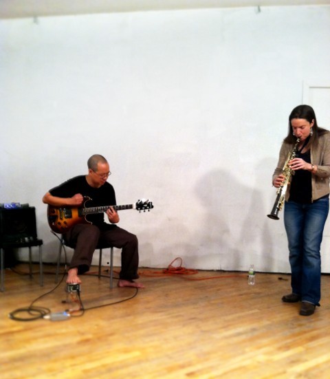 Han-earl Park and Catherine Sikora (Brecht Forum, NYC, 01-08-12) photo copyright 2012 Melanie L. Marshall